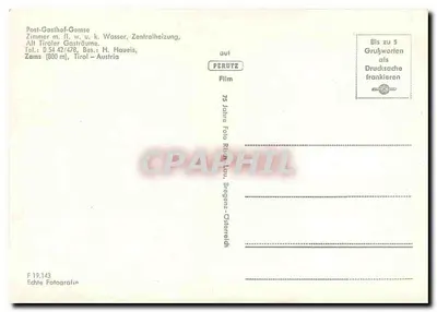 Post-Gasthof-Gemso — Zams (800 m), Tyrol — Austria — Wydawca PERUTZ — Rewers
