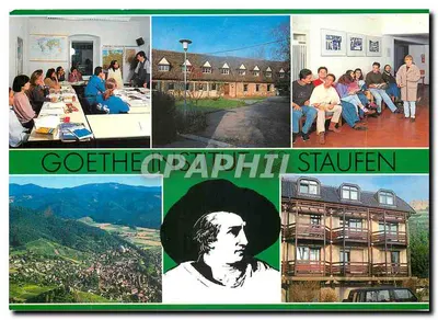Goethe-Institut Staufen — vista panorâmica, edifício, e grupo de pessoas — editor Hans Dreisigacker, n° 3668