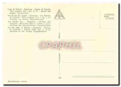 Ruínas romanas de Catullo em Sirmione — Lago de Garda — editor A. Breda, n° 298 — Verso