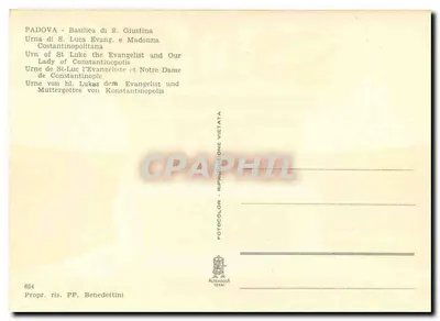 Basílica de S. Giustina — Urna de São Luís, o Evangelista e Nossa Senhora de Constantinopla — editada por PP. Benedettini — Verso