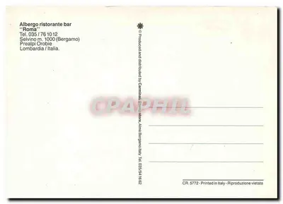 Albergo Ristorante Roma — Selvino — editor Carminali Stamp Store — Verso