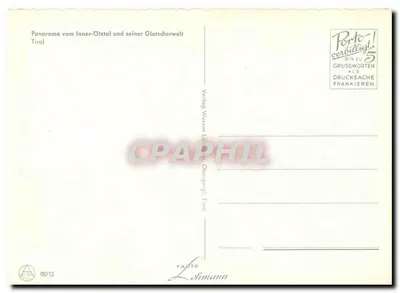 Panorama Inner-Ötztal i jego doliny lodowców — Verlag Werner Loibl & Co. Oberburg, Tirol — Rewers
