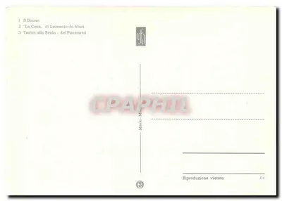 Milão — Duomo, A Ceia de Leonardo da Vinci, Teatro alla Scala — editor Ufo, n° de série 4c — Verso