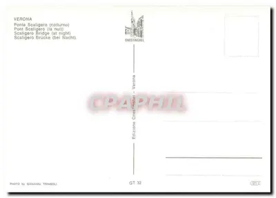 Ponte Scaligero — w nocy — wydawnictwo OnestinGhel, n° GT 32 — Rewers