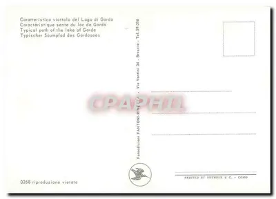 Widok kamiennej mostu — typowy ścieżka na jeziorze Garda — Fantoni-Rivetta, n°0268 — Rewers
