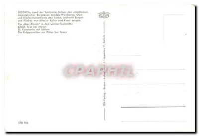 Südtirol — krajobrazy i zabytki — STB-Verlag Bozen, n° 106 — Rewers