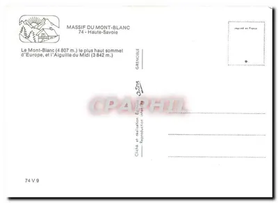 Mont-Blanc 4807 m — Aiguille du Midi 3842 m — Wydawnictwo Grenoble — Rewers