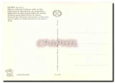 Cluny — Plan wzniesiony z klasztoru takim, jakim był przed rewolucją — wykonany przez François Gueugnona, cieśla — Rewers