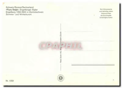 Homem antigo com cachimbo — vestindo um traje bordado — Rud Suter AG, Zürich, n° 1059 — Verso