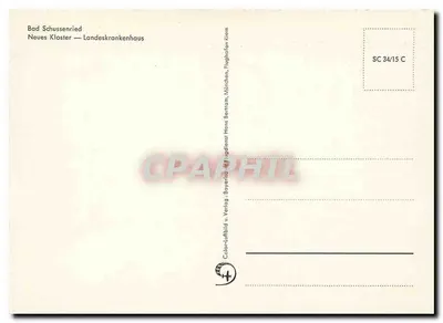 Bad Schussenried — Novo Mosteiro — Hospital Regional — editor Color-Luftbild u. Verlag Hans Bartrath — Verso