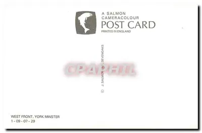 York Minster — West Front — A Salmon Cameracolour Post Card — Verso