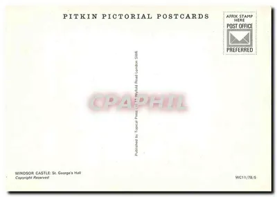 ZAMEK WINDSOR: Hala Świętego Jerzego — Pitkin Pictorial Postcards, seria WC11/78/5 — Rewers