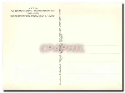 Maria — statua z retable kaplicy w Creglingen — wydawca G. Schaffer — Rewers