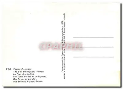 Torre de Bell e de Byward em Londres — P.36 — W. S. Cowell Ltd, Ipswich — Verso