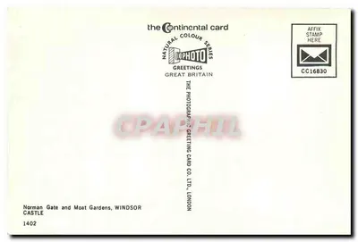 Norman Gate i ogród moatowy — Zamek w Windsorze — The Photographic Greeting Card Co. Ltd., London — Rewers
