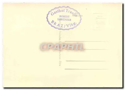 Braz mit Klostertaler Alpen — 912 — Gasthof Traube, Robert Lörünser, Braz/Vibg. — Verso