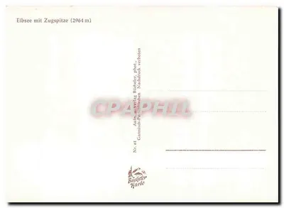 Eibsee com a Zugspitze (2964 m) — Garmisch-Partenkirchen, série N° 61 — editor Bildeler Harke — Verso