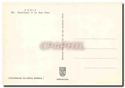 Paris - Catedral de Notre-Dame e os Sete Pontes — Éditions Mexichrome, n° 535 — Verso