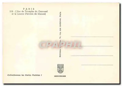 Paryż — Arc de Triomphe du Carrousel i Pavillon de Marsan — Éditions Guerard — Rewers