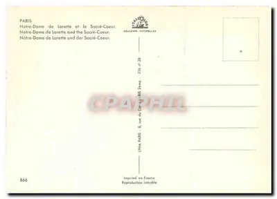 Paryż — Widok z rue de Lorette na bazylikę Sacré-Cœur — Wydawnictwo LYNAL — Rewers
