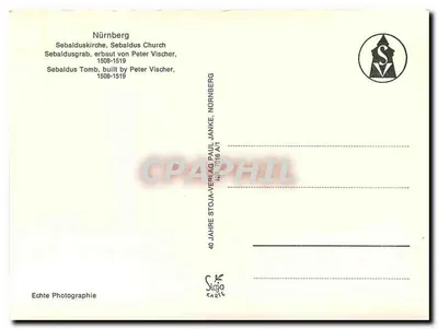 Núremberg - Igreja de Sébald - túmulo de Sébald, obra de Peter Vischer (1508-1519) - editor Stojä-Verlag — Verso