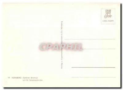 Núremberg - Fonte mais bonita com Igreja de São Sebaldo — Editor Lico-Nürnberg & Co. n°99 — Verso