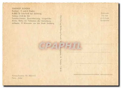 Gasthof Schorn — Leonhard bei Salzburg — MMV-Verlag Salzburg-Persch — Verso