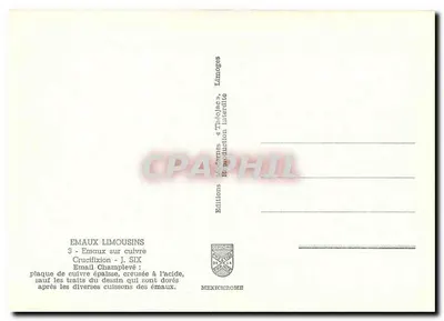 Crucificação — esmalte sobre cobre grosso, traços dourados — Edições Limoges — Verso
