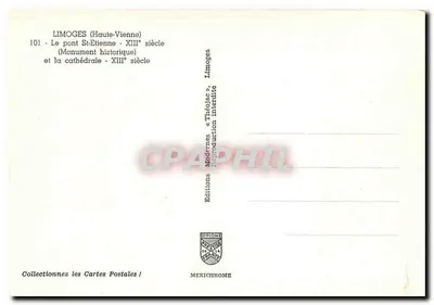 Limoges — Most Świętego Etienne i katedra — Wydawnictwo Diplomé — Rewers