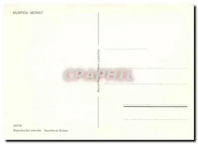 Murten-Morat — vista panorâmica do castelo e do lago — Marcel Rauch, Lausanne, n° 34775 — Verso