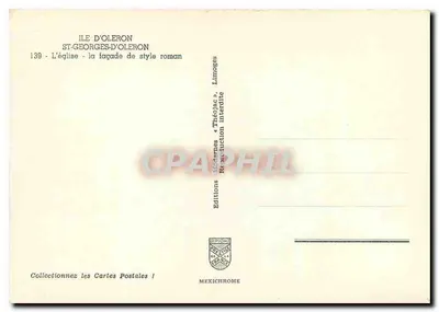 Saint-Georges-d'Oléron — Kościół, fasada w stylu romańskim — Éditions Méchromes, Limoges — Rewers