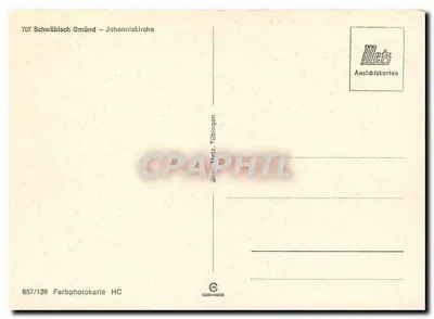 Schwäbisch Gmünd — Igreja de São João — editor Metz, n° 707 — Verso