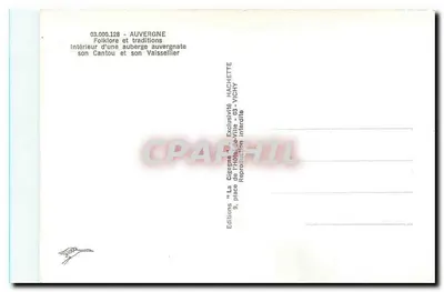 Wnętrze awierni z Auvergne — Cantou i jego Serwitor — Wydawnictwo 'La Cigogne' — Vichy — Rewers