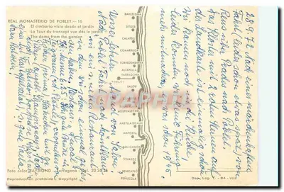 Klasztor Poblet — Widok z transeptu z ogrodu — Wydawca RAYMOND, Tarragone — Rewers