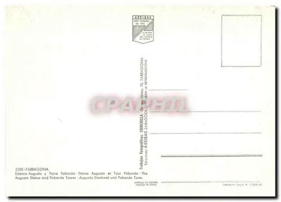Statua Augusta i Wieża Paborde — Tarragone — Wydawnictwo ARIBAS — Rewers