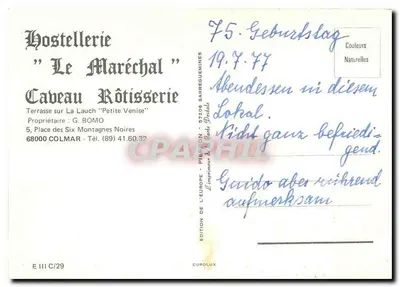 Hostellerie "Le Maréchal" — Colmar, terraço sobre La Lauch — edição — Verso