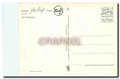 Sesja karciana — Lalki w strojach myśliwych — wydawca Puppe Ringle — Rewers