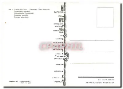Aqueduto romano de Tarragone — Costa Dorada — editor 'LA GOLONDRINA' — Verso