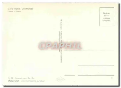 Maria Wörth — widok z lotu ptaka nad wsią na wyspie — wydawca H. Stimmann, nr 236 — Rewers