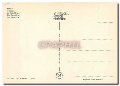 Siena — Catedral — Editor M. Romboni, n° 137 — Verso