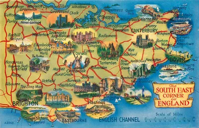 O canto sudeste da Inglaterra — carte postale illustrée — Valentine Printers & Publishers
