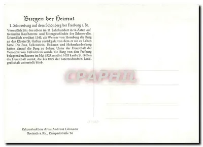 Schneeberg na Schönbergu przy Freiburgu i. Br. — Rekonstrukcja Artur-Andreas Lehmann — Breisach a. Rh. — Rewers
