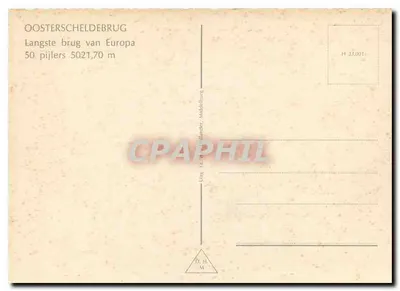 Oosterscheldebrug — Langste brug van Europa — uitgever D.H.M. — Achterkant