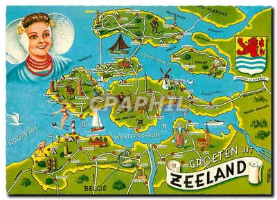 Zeeland — carta turística ilustrada — NV. vh Weenink & Snel, Baarn