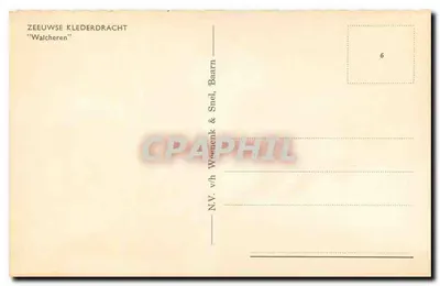 Mulher em traje tradicional zééuwse — Walcheren — N.V. v/h Weenenk & Snel, Baarn — Verso