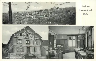 Tannenkirch Baden — Vista geral e interior do Gasthaus Metzgerei z. Ochsen — Foto Beck, Stuttgart