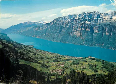 Walensee, Oberterzen-Mänis, Unterterzen, Quartetten und Murg — Hôtel Knobelboden, G. Gubser-Wunder, 8884 Oberterzen — Nr. 2518