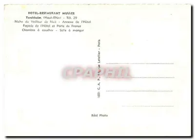 Turckheim — Alsazia — Hotel-Ristorante Muller — C. A. P., via Letellier, Parigi — Verso