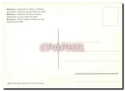 Montreux, autostrada Léman, Zamek Chillon — Montreux, Autobahn, Schloss Chillon — Montreux, Zamek Chillon, Villeneuve i Dents-du-Midi — Rewers