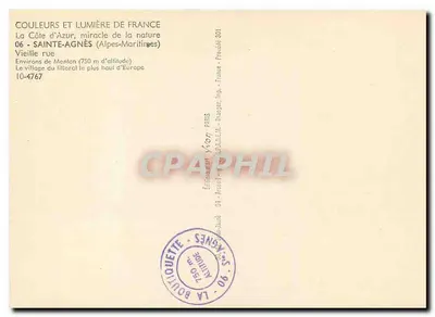 Sainte-Agnès — Stara ulica — Kolor i światło Francji, n° 10-4767 — Rewers